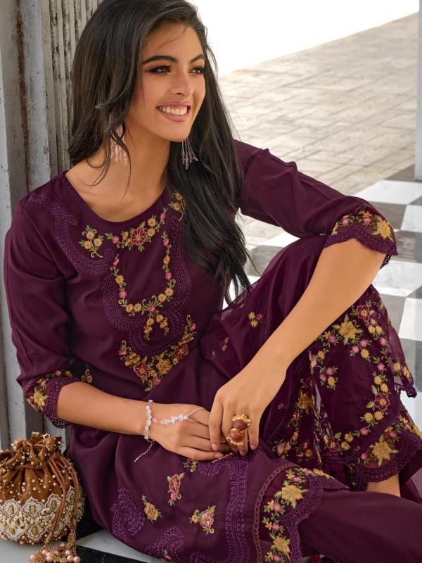 vv 9479 purple Ethnic Wear Kurti Pant With Dupatta Collection
